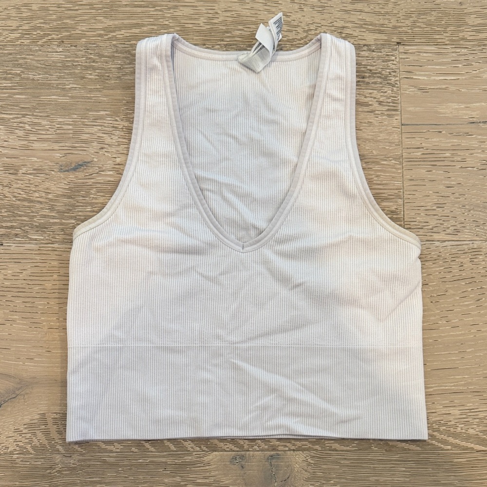 Athleta White Ribbed Crop Top
